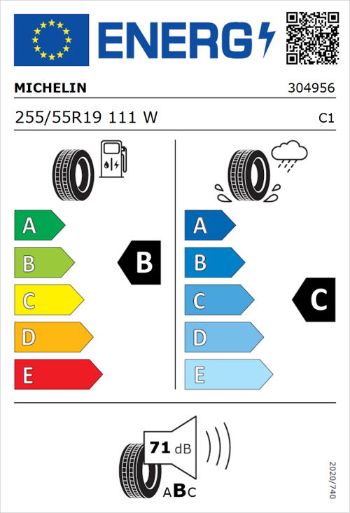 Tyre Label for Michelin Latitude Tour HP 255/55R19 111W