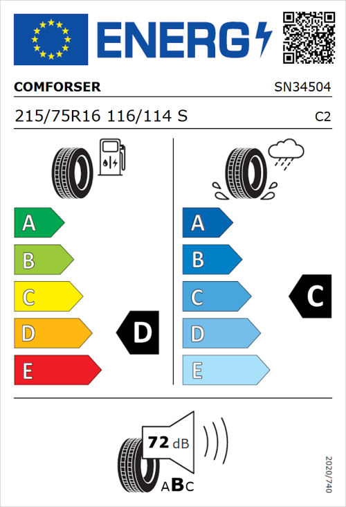 Tyre Label for Comforser CF350 215/75R16 116/114S